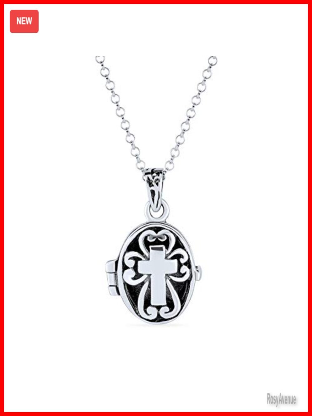 Sterling Silver Cross Prayer Box Locket Necklace Adjustable Chain